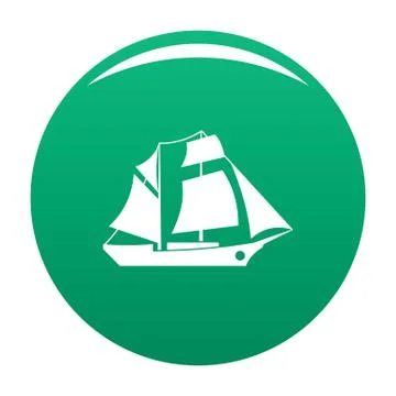 Ship excursion icon vector green Stock Illustration