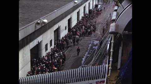 Ship Farewell Crowd Video stock 47646918