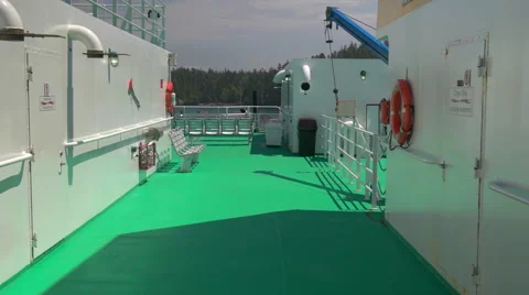Ship Ferry Deck in Harbor. Stock Footage 65299603