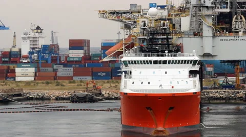 Ship fire in port Stock Footage 46020302