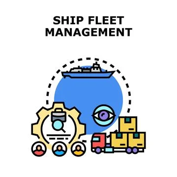 Ship fleet management concept for global logistics operations Stock Illustration