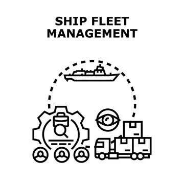 Ship fleet management concept for global logistics operations Stock Illustration