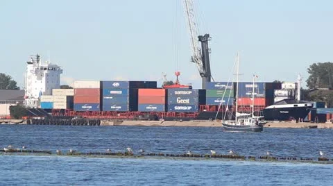 Ship floating in port Stock Footage 11517833