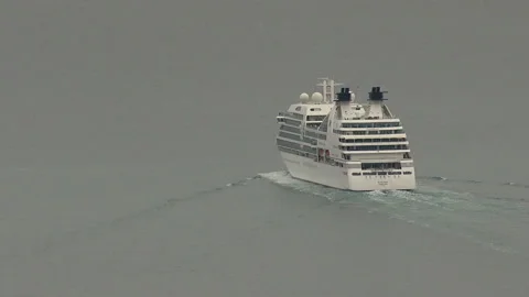 The ship floats in the ocean. Stock Footage 121378368