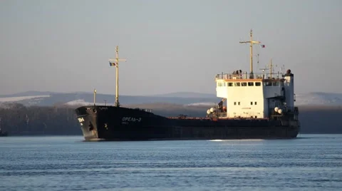 Ship floats on the river. Stock-Footage 46189432