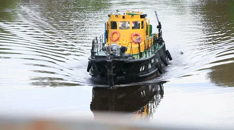 The ship floats on the river Stock Footage 50110737