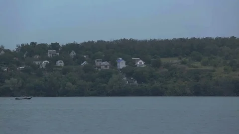 Ship floats on the river Stock-Footage 72176706
