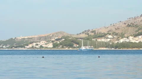 Ship floats in the sea Stock Footage 22303249