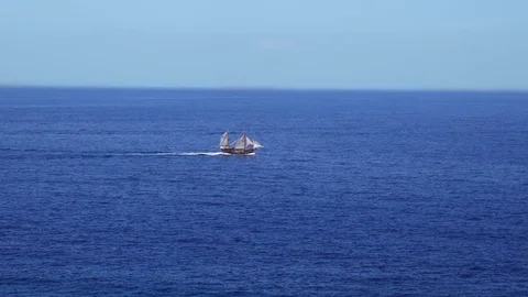 The ship floats in the sea Stock Footage 71365025
