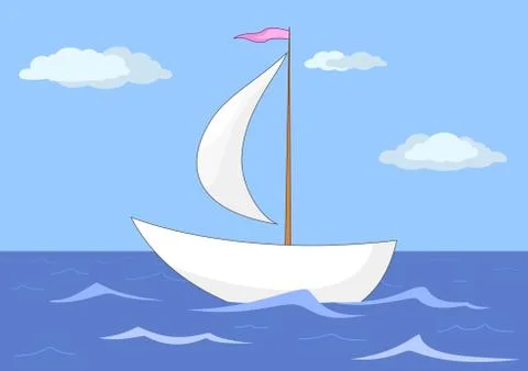 Ship floats in the sea Stock Illustration