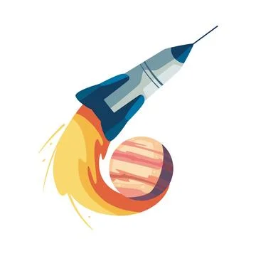 Ship flying over the planet Ilustração Stock