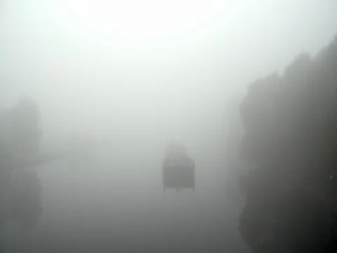 Ship in fog Stock Footage 81298959