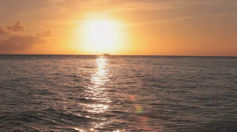 Ship In Front Of Sunrise Stock Footage 36629698