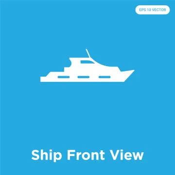 Ship Front View icon isolated on blue background Free Stock Illustration