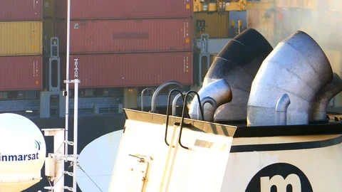 Ship funnel close up 4k intro video for business Stock Footage 96103574