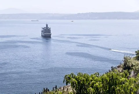 Ship going away Stock Photos