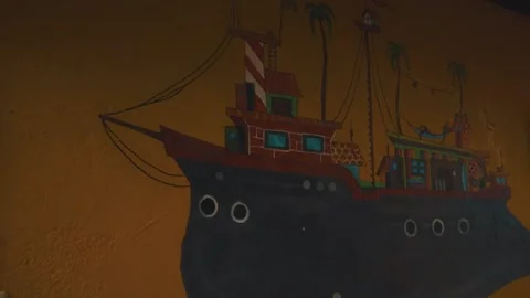 Ship graffiti at the wall Stock Footage 151047205