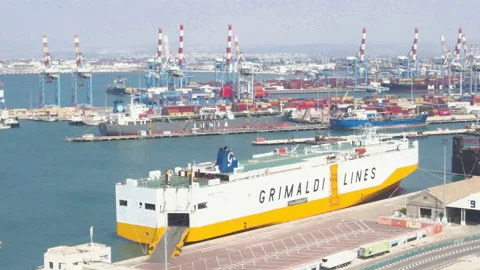 Ship at Haifa port Stock Footage 157788346