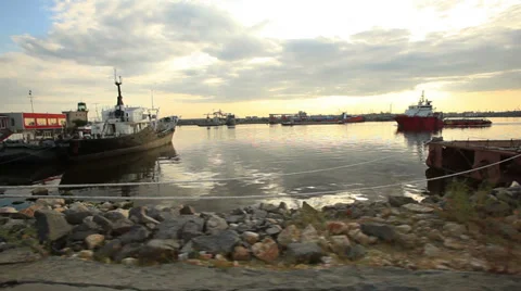 Ship harbor Stock Footage 38287283