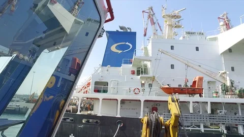A ship in the harbor Stock Footage 118758037