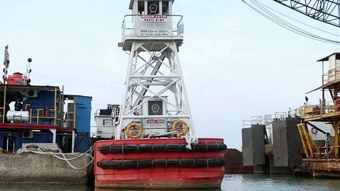 Ship in harbor waiting for sailing time 動画素材 226141964