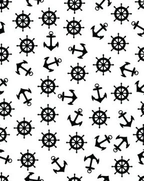 Ship helm and anchor Stock Illustration