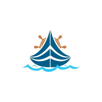 Ship, helm and sea. vector symbol Stock Illustration