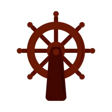 Ship helm steering wheel flat icon style 스톡 일러스트