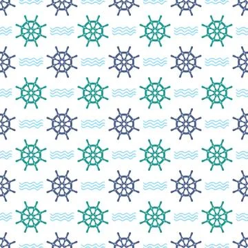 Ship Helm Vector Seamless Pattern Stock Illustration