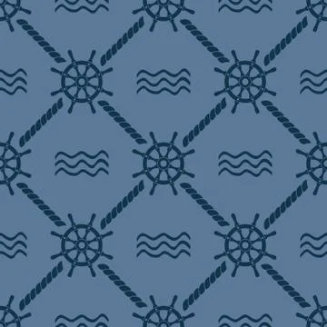 Ship Helm Vector Seamless Pattern Stock Illustration