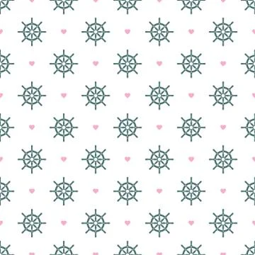 Ship Helm Vector Seamless Pattern Stock Illustration