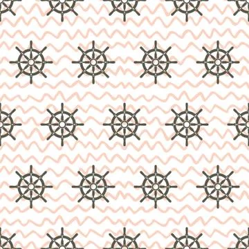 Ship Helm Vector Seamless Pattern Stock Illustration