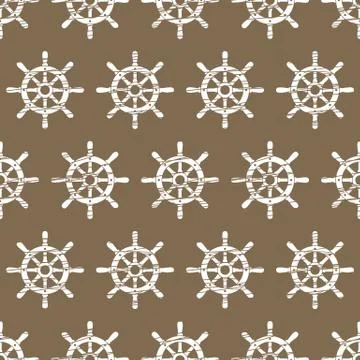 Ship Helm Vector Seamless Pattern Stock Illustration