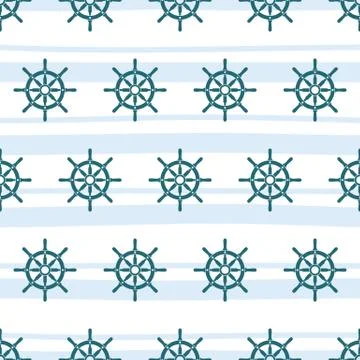 Ship Helm Vector Seamless Pattern Stock Illustration