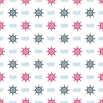 Ship Helm Vector Seamless Pattern Stock Illustration