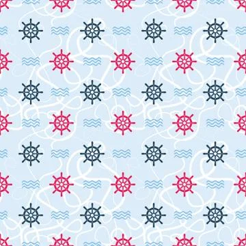 Ship Helm Vector Seamless Pattern Stock Illustration