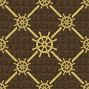 Ship Helm Vector Seamless Pattern Stock Illustration