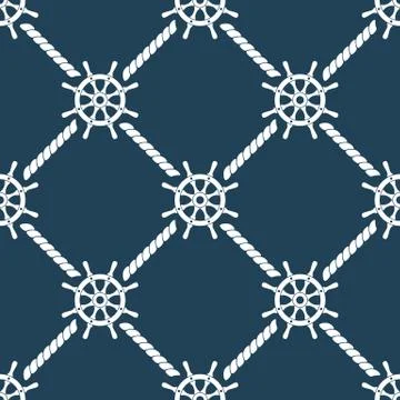 Ship Helm Vector Seamless Pattern Stock Illustration