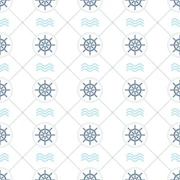 Ship Helm Vector Seamless Pattern Stock Illustration