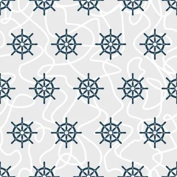 Ship Helm Vector Seamless Pattern Stock Illustration