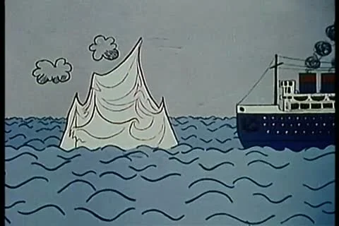 Ship hitting iceberg and sinking Stock Footage 11345290