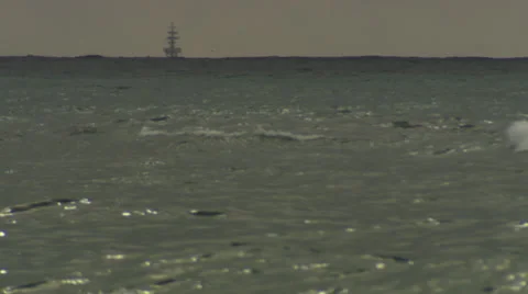 A ship on the horizon of the sea. Stock Footage 39484197