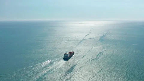 A ship hovering above the surface of the sea 스톡 동영상 150405468