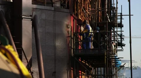 Ship Hull Repairs At The Ship Yard Stock Footage 63988898