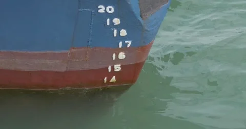 Ship Hull Waterline with Depth Draft Marks Stock-Footage 336721785