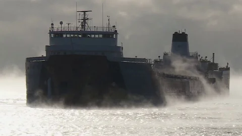 Ship in Ice Fog  스톡 동영상 71379652