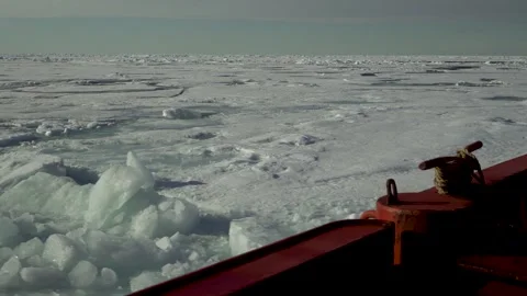 Ship is in the ice. View from the stern of the ship Stock Footage 255247728