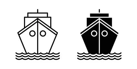 Ship icon in black and white. vector icon pack for websites Stock Illustration