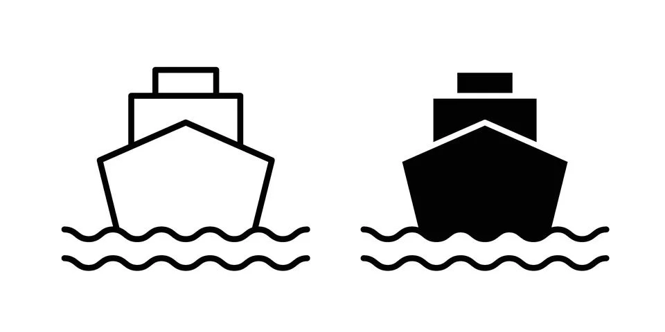 Ship icon black vector isolated on white Stock Illustration