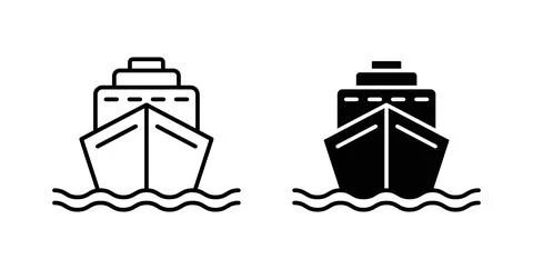 Ship icon collection in black, Line icons, flat symbols イラスト素材